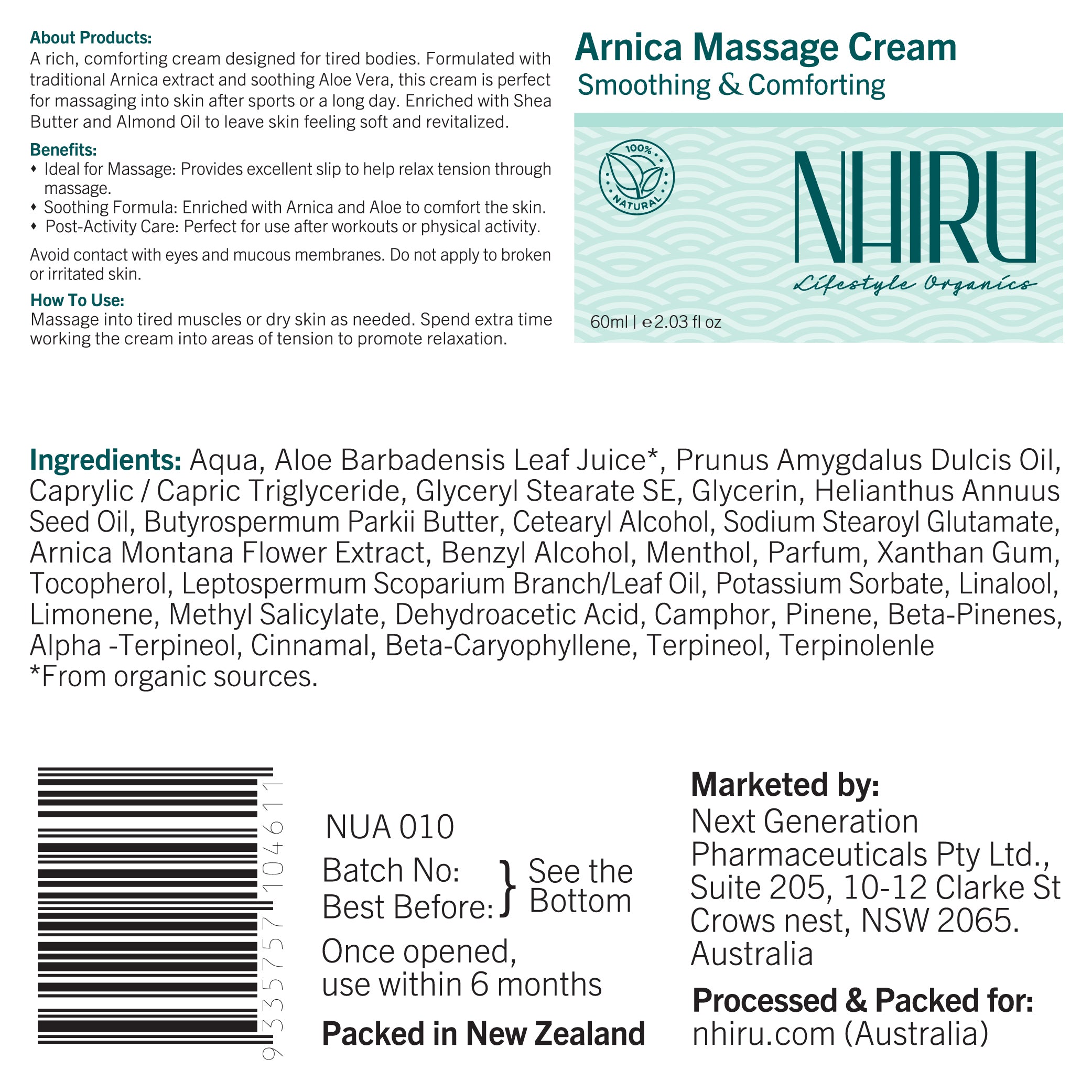 Arnica Massage Cream 60ml