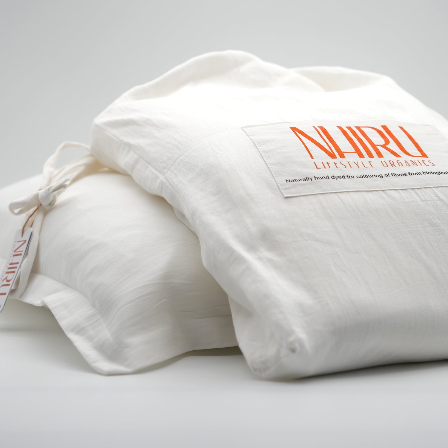 Natural Dye Duvet Cover Set — Aloe Vera White