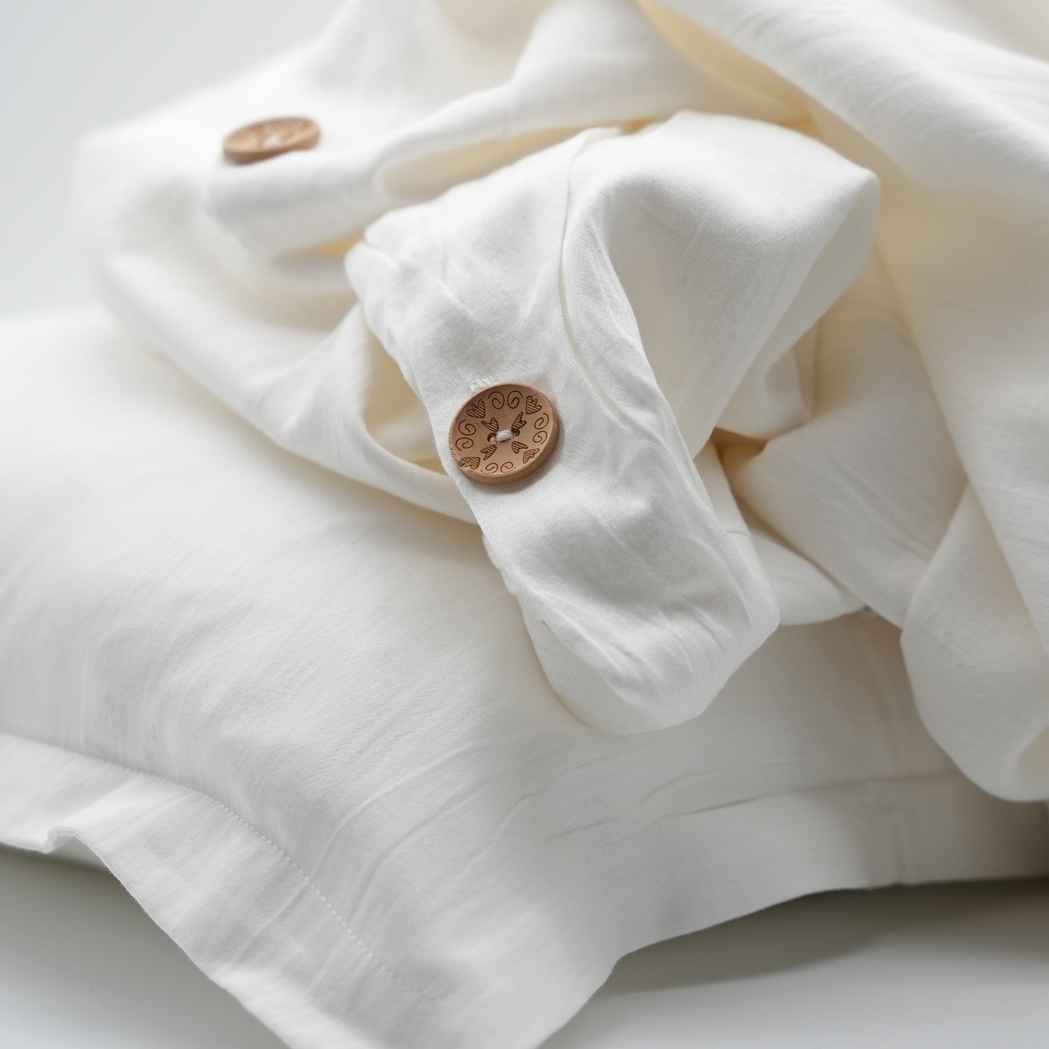Natural Dye Duvet Cover Set — Aloe Vera White