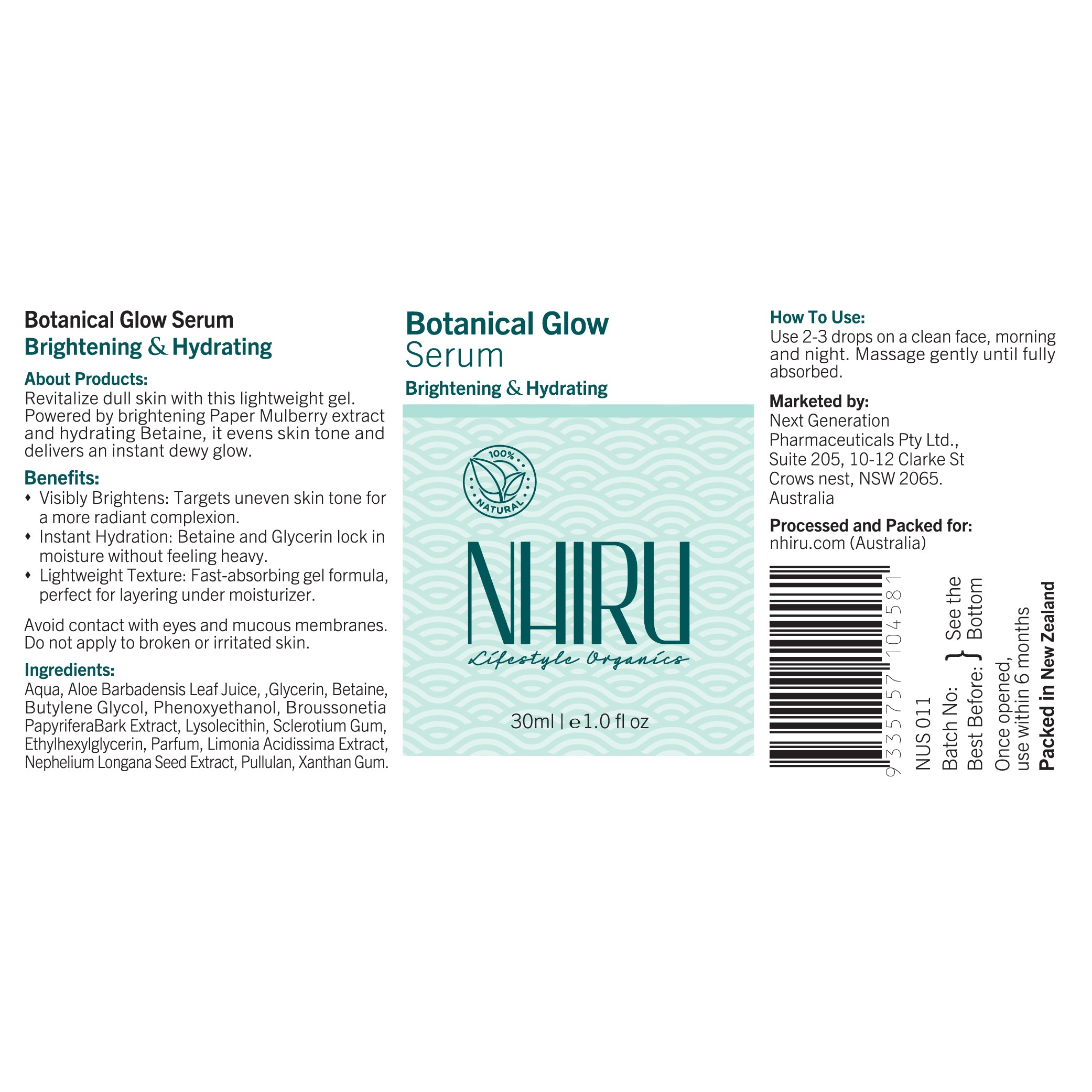 Botanical glow serum 30ml